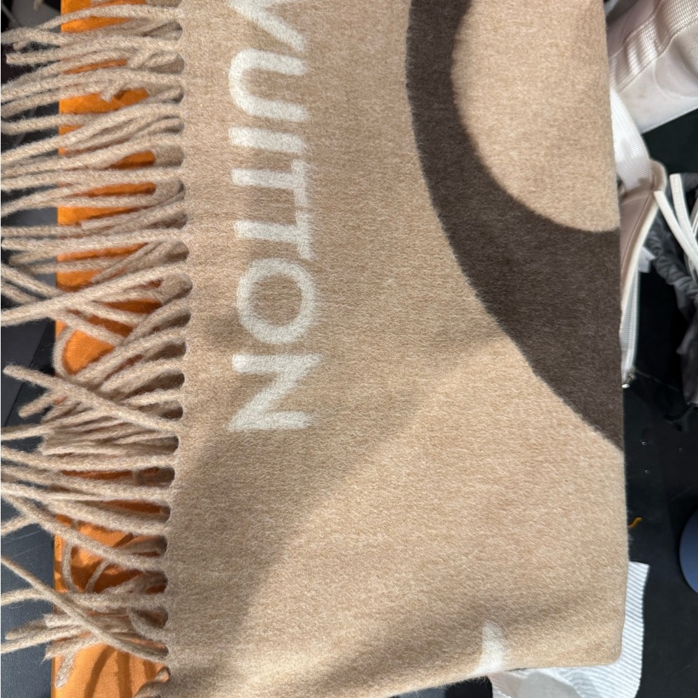 Louis Vuitton Tan and Brown Scarf